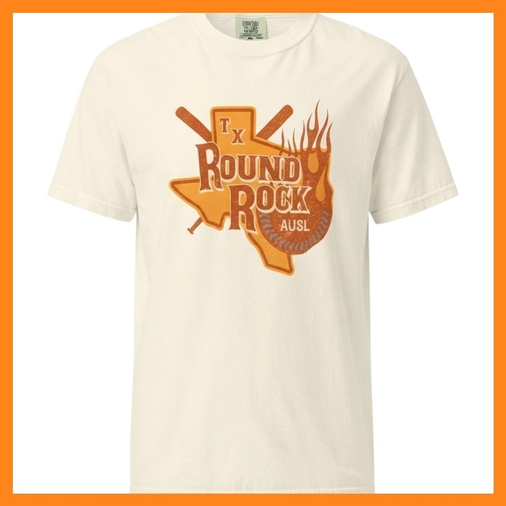 Comfort Colors Round Rock Texas Baseball Graphic T-Shirt Cream Mens Large